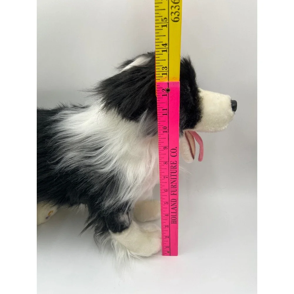 Cuddle Clones Plush Border Collie Dog Black White Realistic Standing 21 Inch